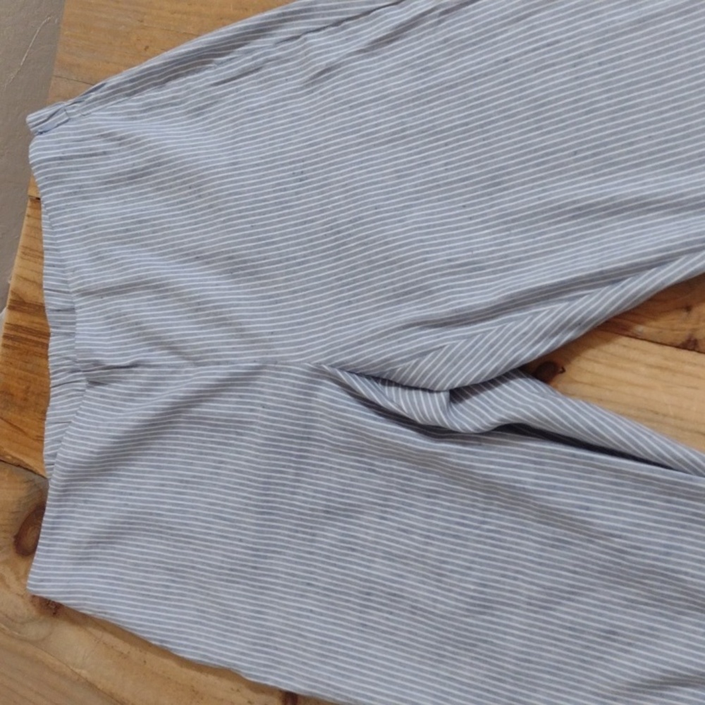 J Jill Linen Stretch Chambray Pinstripe Cropped Pants w Ankle Buttons Size M NWT - Picture 14 of 14